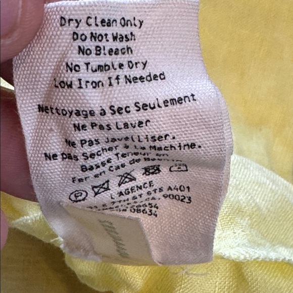 L'Agence Talitha Tie Blouse Yellow Button Up Shirt Linen Blend Top - Picture 13 of 15